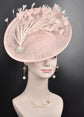 Blush Pink Sinamay Fascinator: Feather Flower Kentucky Derby Hat