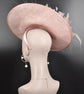 Blush Pink/ Dusty Pink Sinamay Fascinator Hat Kentucky Derby Hat Tea Wedding Party Hat with Jumbo  Feather Flowers
