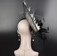 Black Sinamay Fascinator Hat: Feather Flower Kentucky Derby Tea Party Headband
