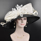 Wide Brim Sinamay Derby Hat: Black & Ivory Wedding Ascot Race Day