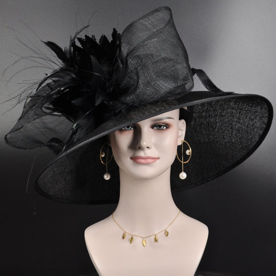 Black Sinamay Wide Brim Hat: Kentucky Derby, Ascot Races