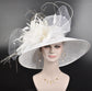 Church Kentucky Derby Hat Carriage Tea Party Wedding  Feather Flowers  Jumbo Bows and Ostrich  Quills White