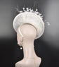 White Sinamay Fascinator: Feather Flower Kentucky Derby Hat