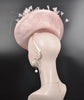 Blush Pink Sinamay Fascinator: Feather Flower Kentucky Derby Hat