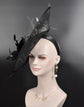 Black Sinamay Fascinator Hat: Feather Flower Kentucky Derby Tea Party Headband