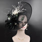 Black Sinamay Fascinator Hat: Feather Flower Kentucky Derby Tea Party Headband