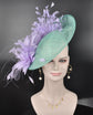 Turquoise Fascinator Hat: Lavender Feather Flower Kentucky Derby Hat
