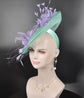 Turquoise Fascinator Hat: Lavender Feather Flower Kentucky Derby Hat