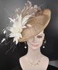 Taupe Feather Flower Fascinator Hat: Kentucky Derby Wedding Tea Party