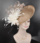 Taupe Feather Flower Fascinator Hat: DerbyWedding Tea Party