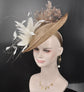 Taupe Feather Flower Fascinator Hat: Kentucky Derby Wedding Tea Party