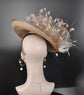 Taupe Feather Flower Fascinator Hat: Kentucky Derby Wedding Tea Party