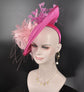 Hot Pink Feather Flower Fascinator: Kentucky Derby Wedding Hat