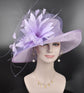 Lilac Kentucky Derby Hat: Feather Flower Royal Ascot Sinamay Hat