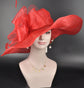 Red Sinamay Derby Hat: Wide Brim Wedding Church Hat