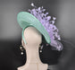 Turquoise Fascinator Hat: Lavender Feather Flower Kentucky Derby Hat
