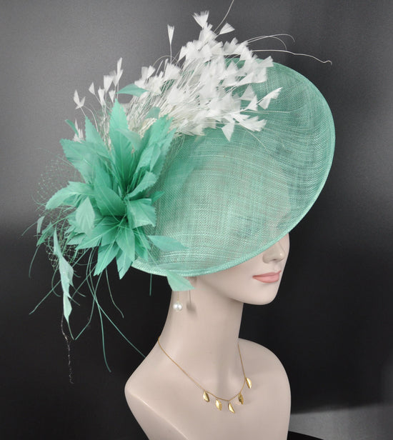 Turquoise Feather Fascinator Hat: Kentucky Derby Tea Party Hat
