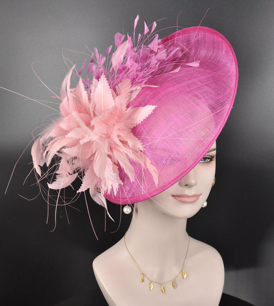 Hot Pink Feather Flower Fascinator: Kentucky Derby Wedding Hat