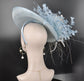Powder Blue Feather Fascinator Hat: Kentucky Derby Tea Party Headband