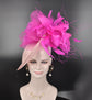 Fuchsia Pink Feather Flower Fascinator Hat: Kentucky Derby Tea Party