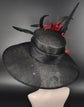 Wide Brim Kentucky Derby Hat, Ascot Hat for Wedding & Tea Party, Garden Party Hat, Mother of the Bride, Church Black W Red