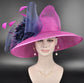 Sinamay Kentucky Derby Hat: Hot Pink Wide Brim Royal Ascot Hat