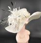 Ivory Sinamay Kentucky Derby Hat: Feather Flower Wide Brim