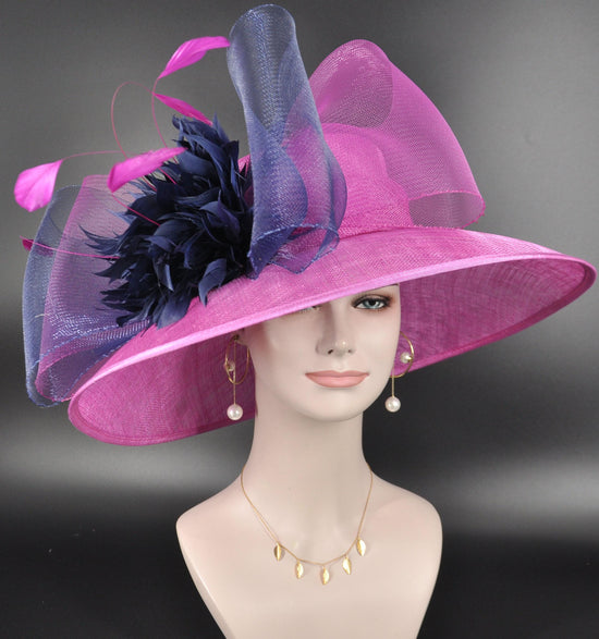 Sinamay Kentucky Derby Hat: Hot Pink Wide Brim Royal Ascot Hat