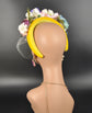 Floral Rose Kentucky Derby Hat: Yellow, Ivory, Pink Wedding Crown