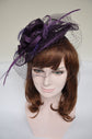 Fancy Sinamay Feathers Trio Floral Net Headband Fascinator Cocktail Hat Purple Kentucky Derby Hat