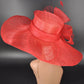 Red Sinamay Kentucky Derby Hat: Wide Brim Wedding Church Hat