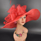 Red Sinamay Kentucky Derby Hat: Wide Brim Wedding Church Hat
