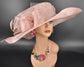 Blush Pink Sinamay Wide Brim Hat: Kentucky Derby, Tea Party