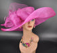 Fuchsia Pink Sinamay Kentucky Derby Hat: Wide Brim Occasion Hat
