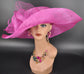 Fuchsia Pink Sinamay Kentucky Derby Hat: Wide Brim Occasion Hat