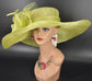 Lime Green Sinamay Kentucky Derby Hat: Wide Brim Occasion Hat