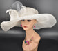 White Wide Brim Sinamay Hat For Easter Day, Wedding, Kentucky Derby Party, Ascort Royal Party,Tea &Garden Party, Mother of the Bride, Church