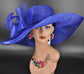 Oaks day hat Kentucky Derby Hat, Church Hat, Wedding Hat, Easter Hat, Tea Party Hat Wide Brim Sinamay Hat Carriage Hat Royal Blue
