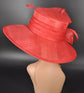Red Sinamay Wide Brim Hat: Kentucky Derby, Tea Party