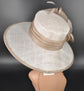 Wide Brim Sinamay Kentucky Derby Hat: White & Taupe Formal Fashion