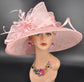 Blush Pink Sinamay Kentucky Derby Hat: Feather Flower Tea Party Wedding