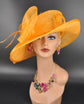 Wide Brim Kentucky Derby Floppy Sinamay Hat With Flowers  Millinery Church  Hat Orange