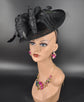 Black Sinamay Fascinator Hat: Derby Race Church Cocktail Headpiece