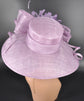 Lilac Sinamay Kentucky Derby Hat: Feather Flower Wide Brim