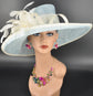 Sinamay Kentucky Derby Hat: Powder Blue Wide Brim Ascot Hat