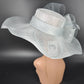 Powder Blue Sinamay Derby Hat: Wide Brim Occasion Hat