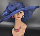 Navy Blue Sinamay Kentucky Derby Hat: Wide Brim Occasion Hat