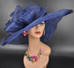 Navy Blue Sinamay Kentucky Derby Hat: Wide Brim Occasion Hat