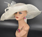 Oaks day hat Kentucky Derby Hat,Church Hat,Wedding Hat, Easter Hat, Tea Party Hat Wide Brim Sinamay Hat Carriage Hat Ivory( off white)