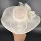 Oaks day hat Kentucky Derby Hat,Church Hat,Wedding Hat, Easter Hat, Tea Party Hat Wide Brim Sinamay Hat Carriage Hat Ivory( off white)
